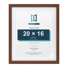Classic Dark Teak 24 x 20 inch picture frame with a white mount for a 20 x 16 inch photo