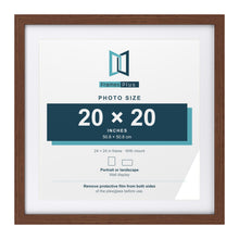 Classic Dark Teak 24 x 24 inch picture frame with a white mount for a 20 x 20 inch photo
