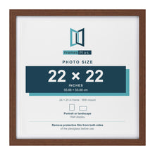 Classic Dark Teak 24 x 24 inch picture frame with a white mount for a 22 x 22 inch photo