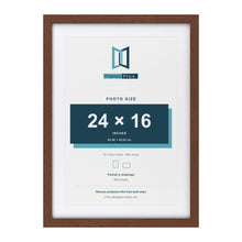 Classic Dark Teak 28 x 20 inch picture frame with a white mount for a 24 x 16 inch photo