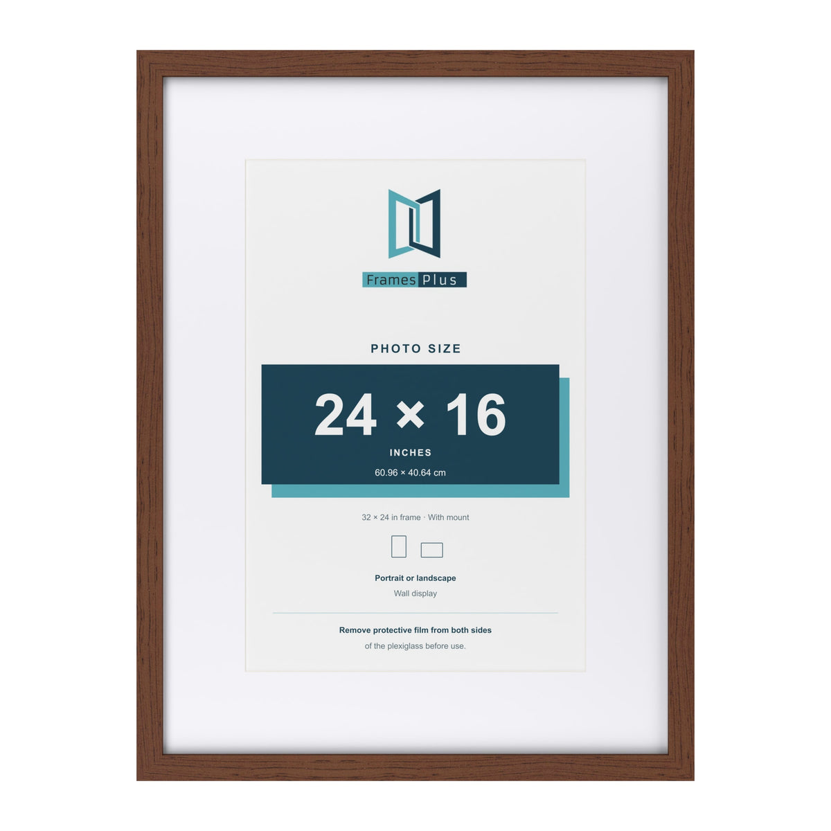 Classic Dark Teak 32 x 24 inch picture frame with a white mount for a 24 x 16 inch photo