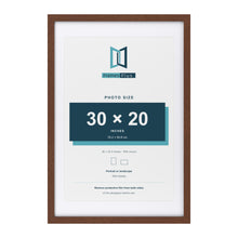 Classic Dark Teak 36 x 24 inch picture frame with a white mount for a 30 x 20 inch photo