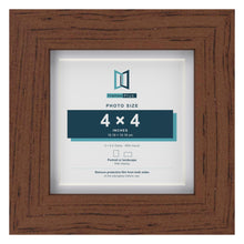 Classic Dark Teak 5 x 5 inch picture frame with a white mount for a 4 x 4 inch photo