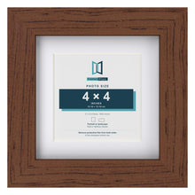 Classic Dark Teak 6 x 6 inch picture frame with a white mount for a 4 x 4 inch photo