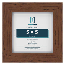 Classic Dark Teak 6 x 6 inch picture frame with a white mount for a 5 x 5 inch photo