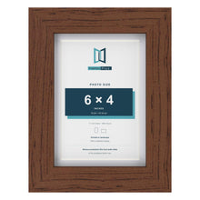 Classic Dark Teak 7 x 5 inch picture frame with a white mount for a 6 x 4 inch photo