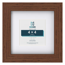 Classic Dark Teak 7 x 7 inch picture frame with a white mount for a 4 x 4 inch photo