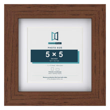 Classic Dark Teak 7 x 7 inch picture frame with a white mount for a 5 x 5 inch photo