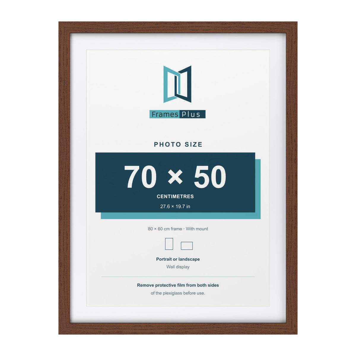 Classic Dark Teak 80 x 60 cm picture frame with a white mount for a 70 x 50 cm photo