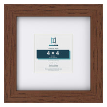Classic Dark Teak 8 x 8 inch picture frame with a white mount for a 4 x 4 inch photo