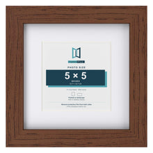 Classic Dark Teak 8 x 8 inch picture frame with a white mount for a 5 x 5 inch photo