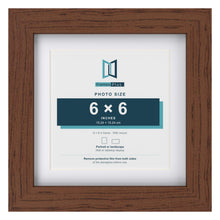 Classic Dark Teak 8 x 8 inch picture frame with a white mount for a 6 x 6 inch photo