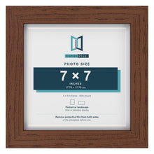 Classic Dark Teak 8 x 8 inch picture frame with a white mount for a 7 x 7 inch photo