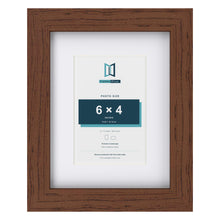 Classic Dark Teak 9 x 7 inch picture frame with a white mount for a 6 x 4 inch photo