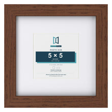 Classic Dark Teak 9 x 9 inch picture frame with a white mount for a 5 x 5 inch photo