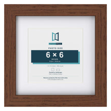 Classic Dark Teak 9 x 9 inch picture frame with a white mount for a 6 x 6 inch photo