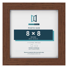 Classic Dark Teak 9 x 9 inch picture frame with a white mount for an 8 x 8 inch photo