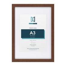 Classic Dark Teak A2 picture frame with a white mount for an A3 photo