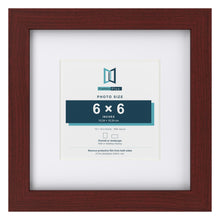 Classic Mahogany 10 x 10 inch picture frame with a white mount for a 6 x 6 inch photo