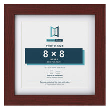 Classic Mahogany 10 x 10 inch picture frame with a white mount for an 8 x 8 inch photo
