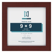 Classic Mahogany 10 x 10 inch picture frame with a white mount for a 9 x 9 inch photo