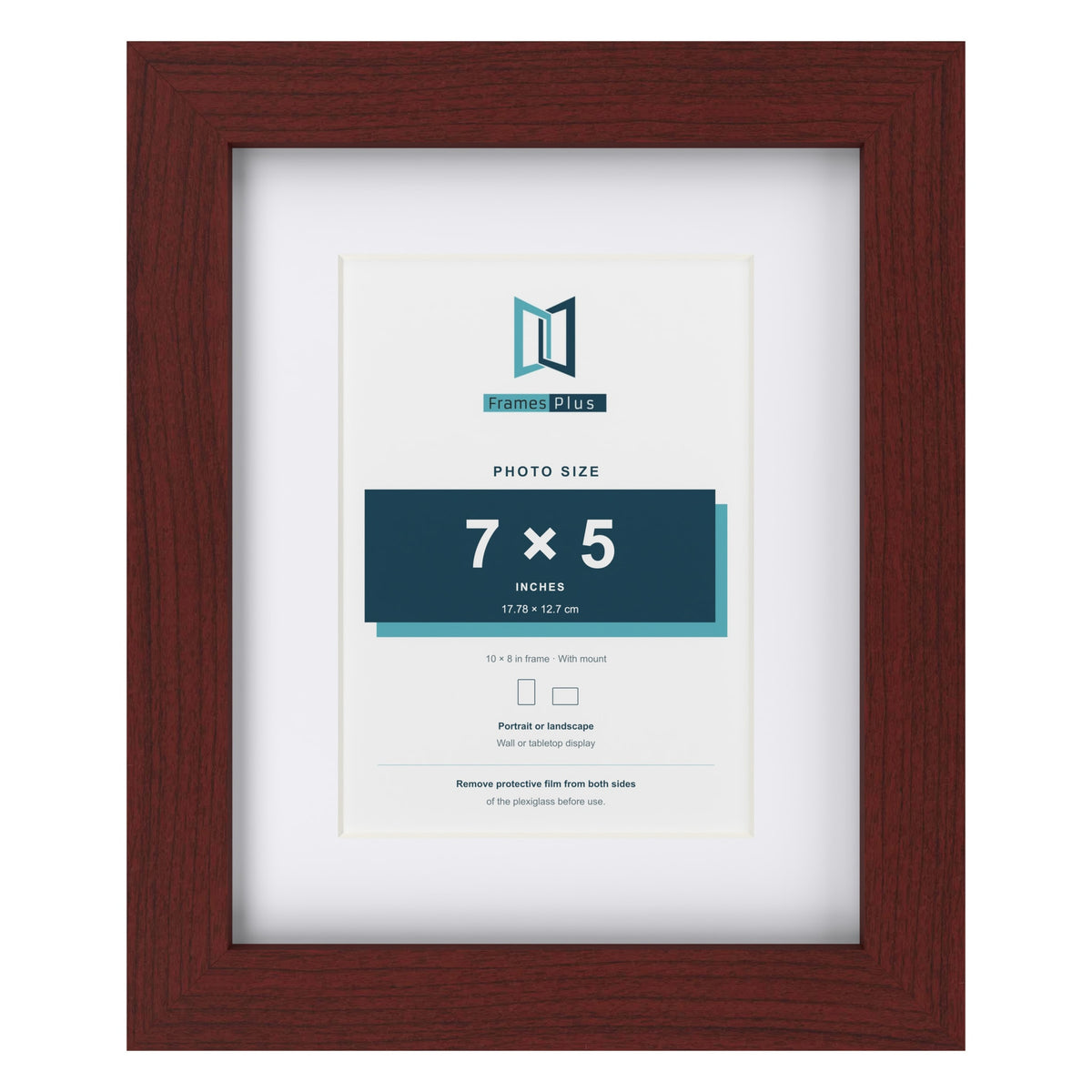 Classic Mahogany 10 x 8 inch picture frame with a white mount for a 7 x 5 inch photo