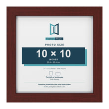 Classic Mahogany 11 x 11 inch picture frame with a white mount for a 10 x 10 inch photo