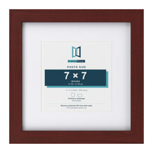 Classic Mahogany 11 x 11 inch picture frame with a white mount for a 7 x 7 inch photo