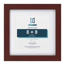 Classic Mahogany 11 x 11 inch picture frame with a white mount for an 8 x 8 inch photo