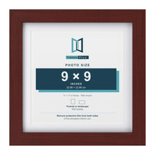 Classic Mahogany 11 x 11 inch picture frame with a white mount for a 9 x 9 inch photo