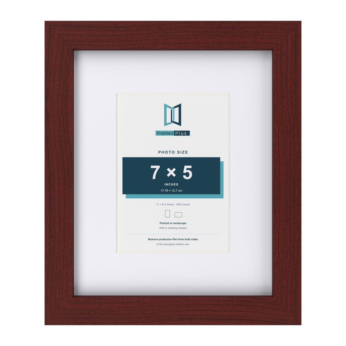 Classic Mahogany 11 x 9 inch picture frame with a white mount for a 7 x 5 inch photo