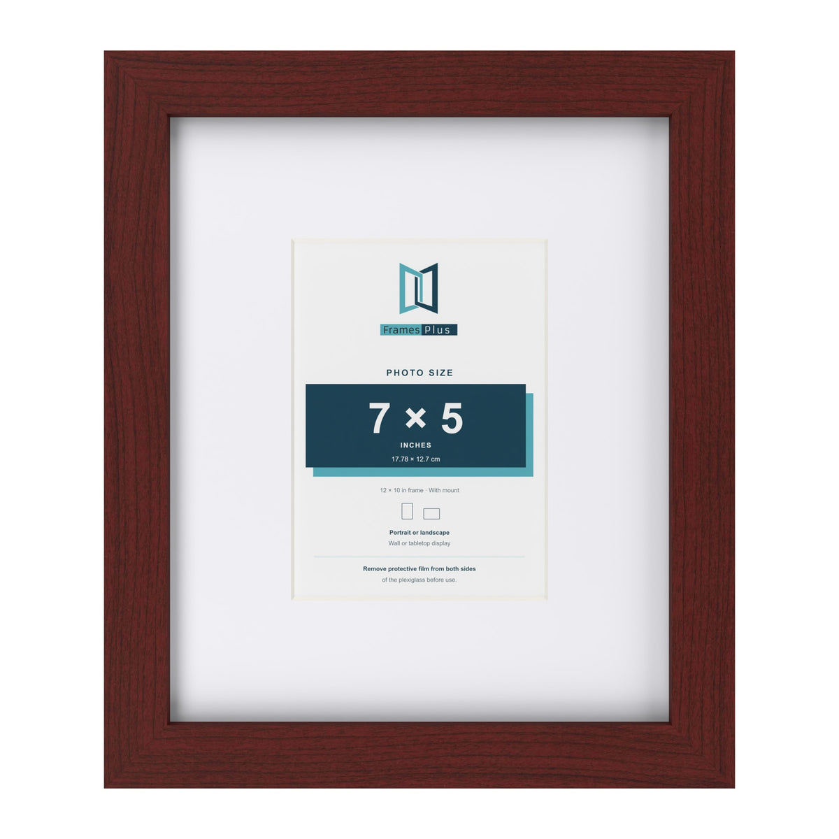 Classic Mahogany 12 x 10 inch picture frame with a white mount for a 7 x 5 inch photo