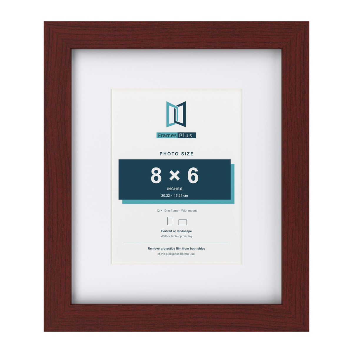 Classic Mahogany 12 x 10 inch picture frame with a white mount for an 8 x 6 inch photo