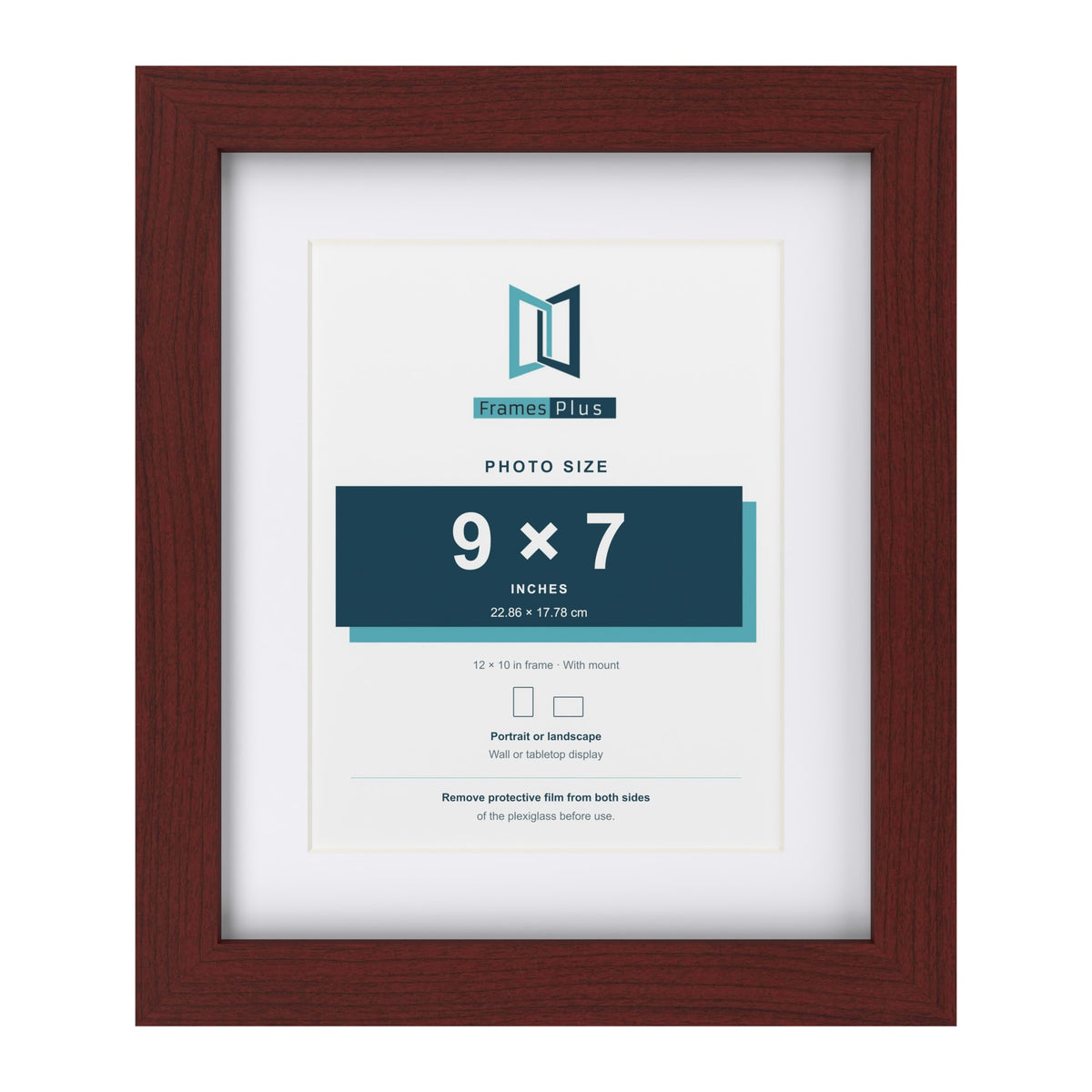 Classic Mahogany 12 x 10 inch picture frame with a white mount for a 9 x 7 inch photo