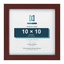 Classic Mahogany 12 x 12 inch picture frame with a white mount for a 10 x 10 inch photo