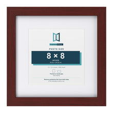 Classic Mahogany 12 x 12 inch picture frame with a white mount for an 8 x 8 inch photo