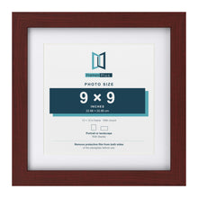 Classic Mahogany 12 x 12 inch picture frame with a white mount for a 9 x 9 inch photo