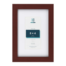 Classic Mahogany 12 x 8 inch picture frame with a white mount for an 8 x 4 inch photo