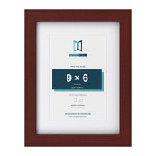 Classic Mahogany 12 x 9 inch picture frame with a white mount for a 9 x 6 inch photo