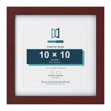 Classic Mahogany 13 x 13 inch picture frame with a white mount for a 10 x 10 inch photo
