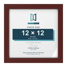 Classic Mahogany 13 x 13 inch picture frame with a white mount for a 12 x 12 inch photo