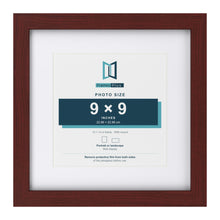 Classic Mahogany 13 x 13 inch picture frame with a white mount for a 9 x 9 inch photo