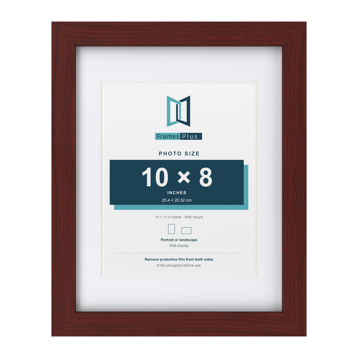 Classic Mahogany 14 x 11 inch picture frame with a white mount for a 10 x 8 inch photo