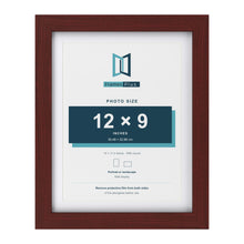 Classic Mahogany 14 x 11 inch picture frame with a white mount for a 12 x 9 inch photo