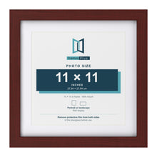 Classic Mahogany 14 x 14 inch picture frame with a white mount for an 11 x 11 inch photo