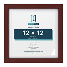 Classic Mahogany 14 x 14 inch picture frame with a white mount for a 12 x 12 inch photo