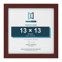 Classic Mahogany 14 x 14 inch picture frame with a white mount for a 13 x 13 inch photo