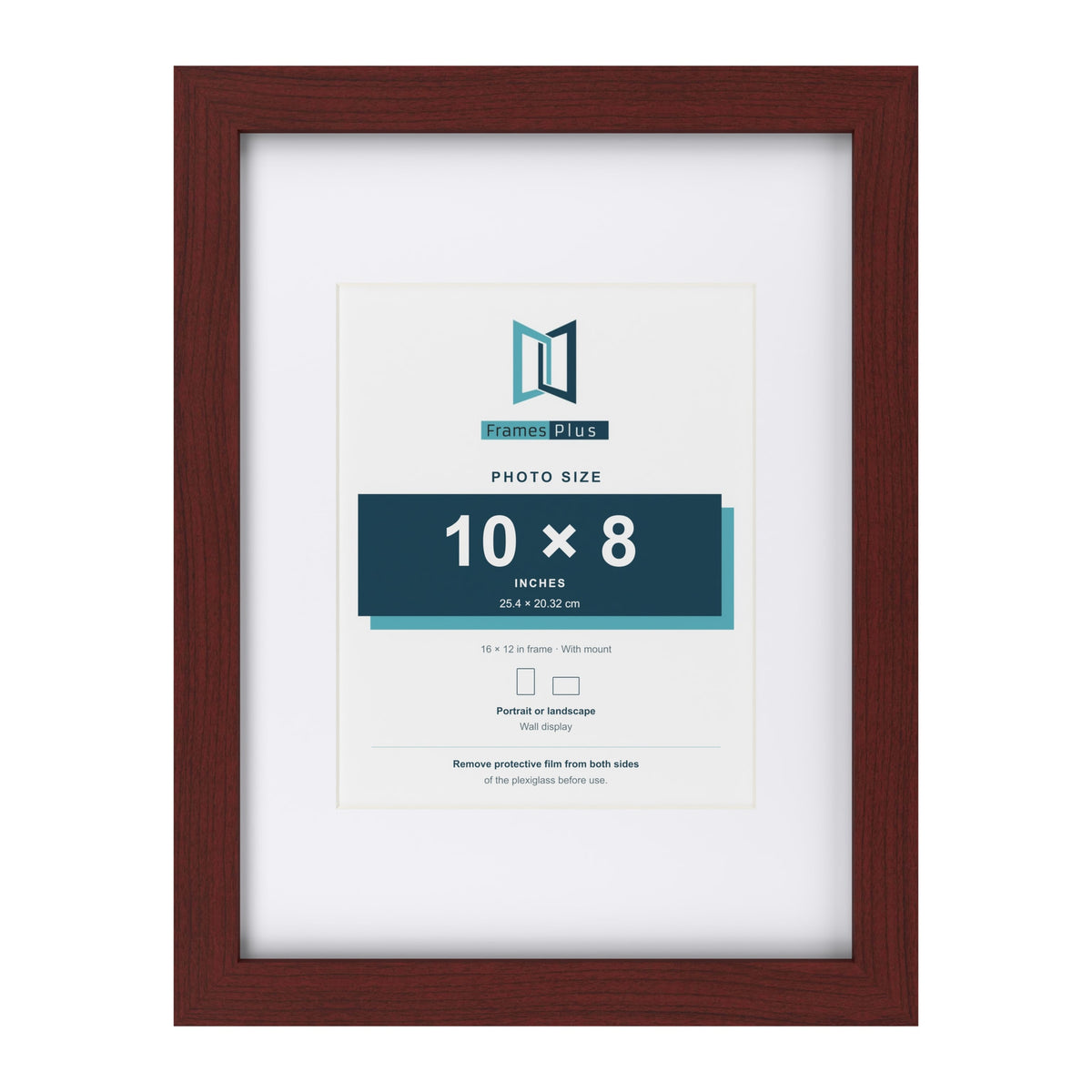 Classic Mahogany 16 x 12 inch picture frame with a white mount for a 10 x 8 inch photo