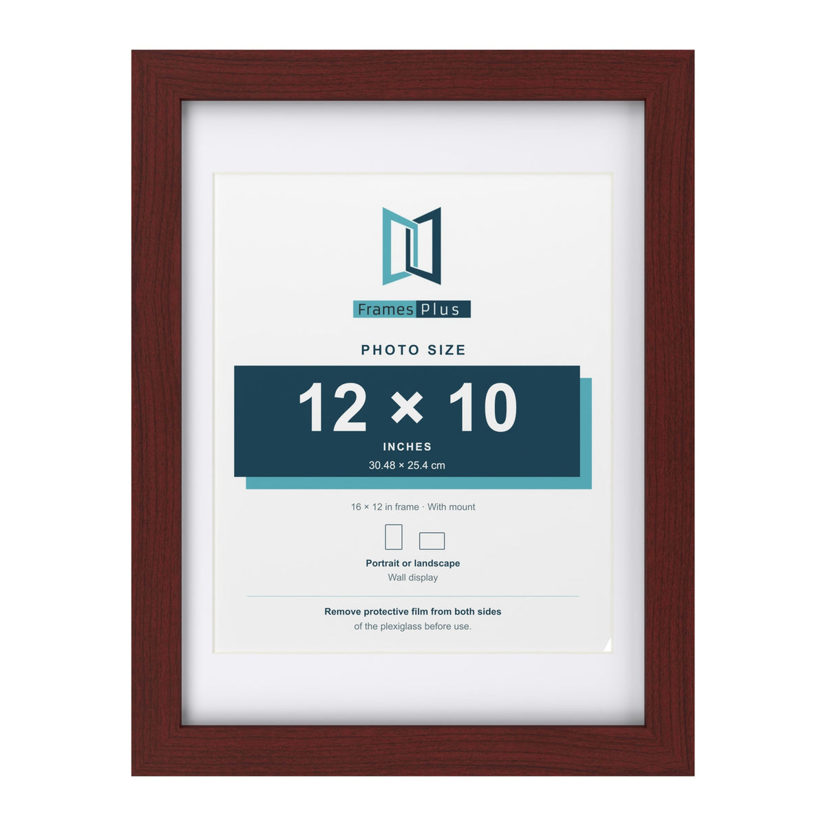 Classic Mahogany 16 x 12 inch picture frame with a white mount for a 12 x 10 inch photo