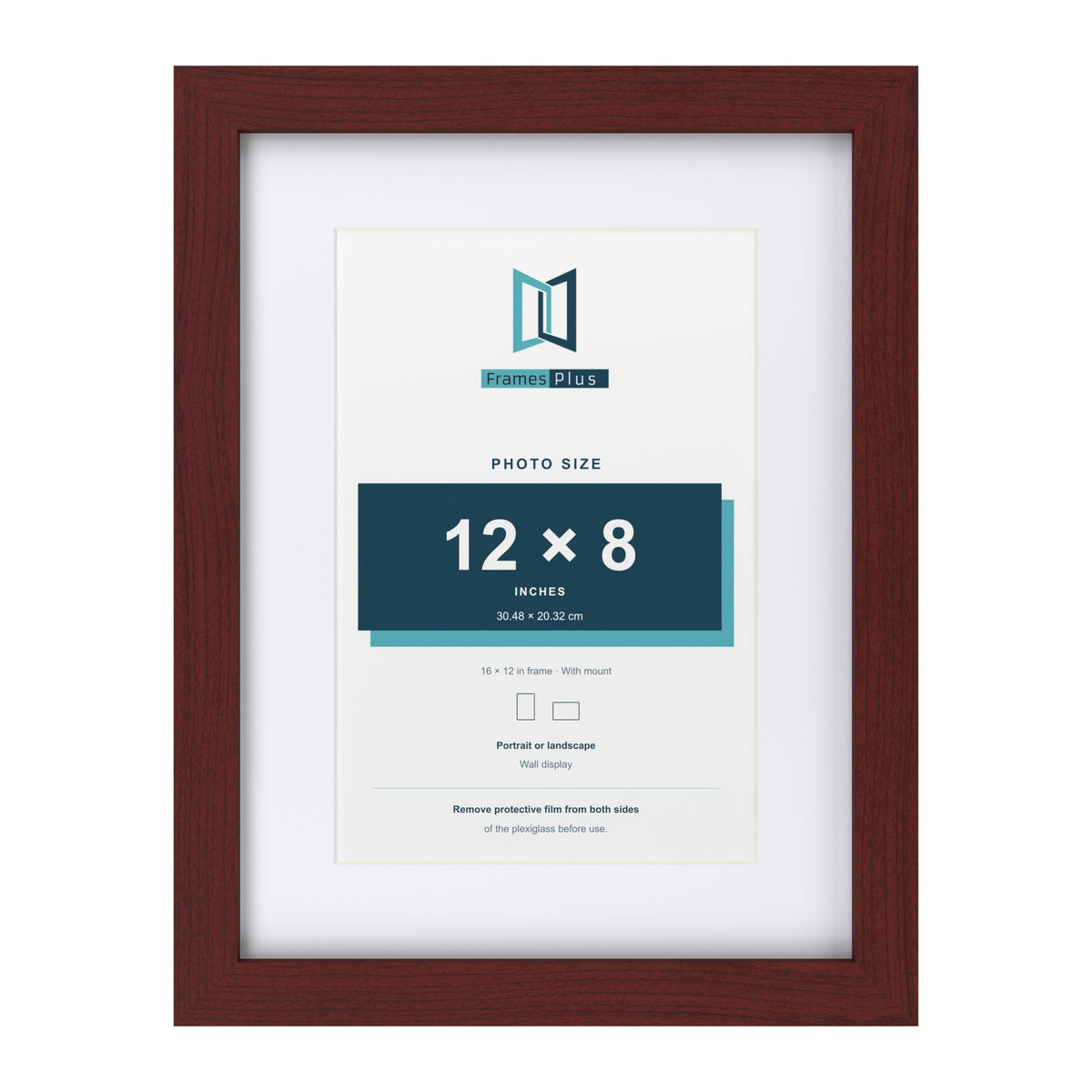 Classic Mahogany 16 x 12 inch picture frame with a white mount for a 12 x 8 inch photo